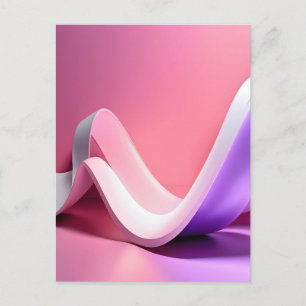 Cartão Postal Fita Abstrata 3D Rosa e Roxa Elegante