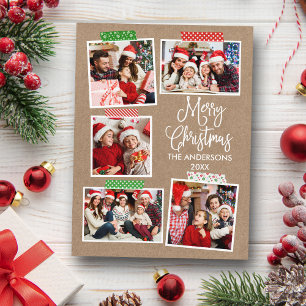 Cartão Postal Fita Adesiva de Natal Kraft de Caligrafia Divertid