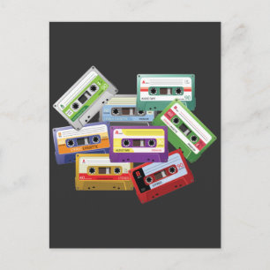 Cartão Postal Fita Cassete Estéreo Mixtape Rádio Música 80s 90s