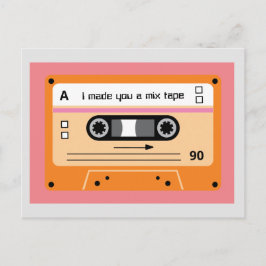 Cartão Postal Fita Cassete Laranja Old Skool Mix Tape