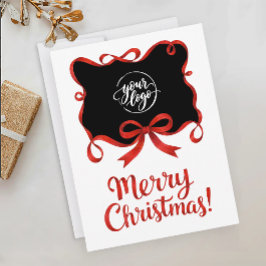 Cartão Postal Fita da Empresa de Natal Vermelho Preto Logo Moder