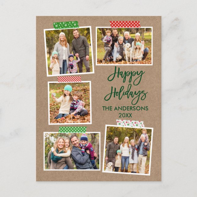 Cartão Postal Fita de Artesanato de Script de Pincel Feliz Kraft (Frente)