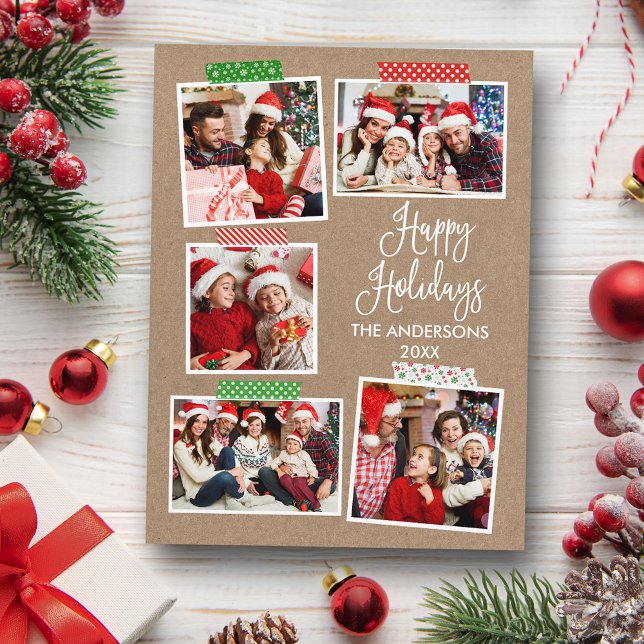 Cartão Postal Fita de Artesanato sobre Feriados Felizes do Kraft (Customize to change your personalized text size or text style.)