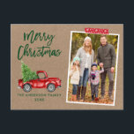 Cartão Postal Fita de Artesanato Vermelho Escoteiro de Pincel Ro<br><div class="desc">Roteiro Pincel Moderno Watercolor Vintage Truck Vermelho com Árvore de Natal Cartão-postal da Família Feliz de Natal - Papel Kraft Russo,  Fita de Artesanato Vermelho Floco de Neve</div>
