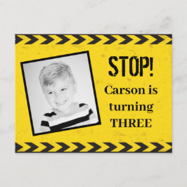 Cartão Postal Fita de Construção Foto Crianças Amarelas Festa de