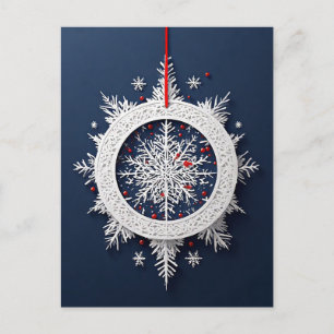 Cartão Postal ❄️ Fita de Floco de Neve Elegante Magia de Feriado