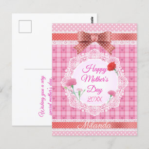 Cartão Postal Fita de Renda Feliz Dia das Mães