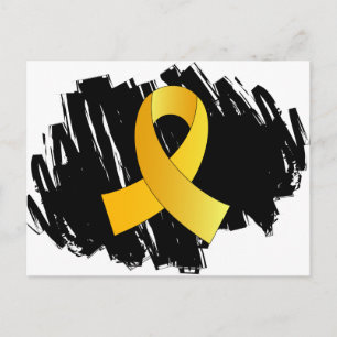 Cartão Postal Fita Dourado do cancer da infância com Scribble