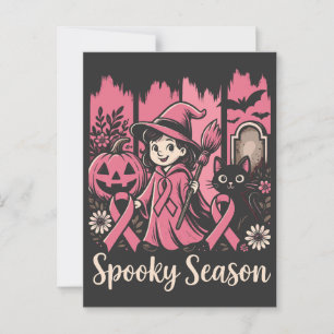 Cartão Postal Fita Rosa da Época Spooky - Bruxa Bonita do Hallow
