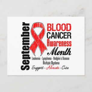 Cartão Postal Fita Vermelha Mês de Consciência do Cancer Sangu