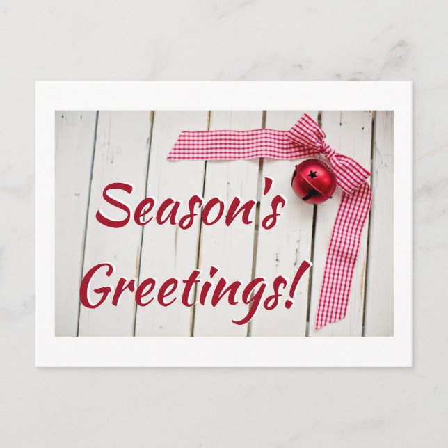 Cartão Postal Fita Vermelha Vermelha de Gingham Vermelho (Frente)