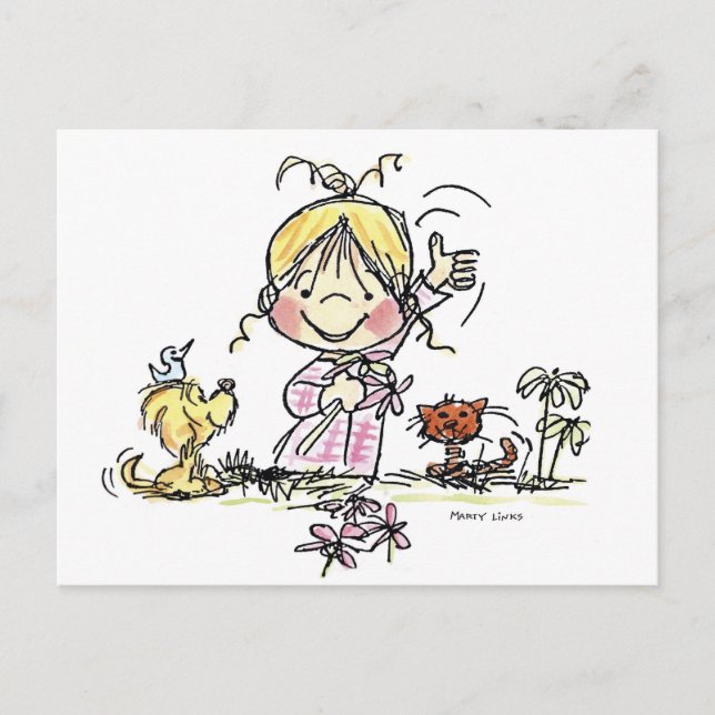 Cartão Postal FL-001 Girl Waving (Frente)