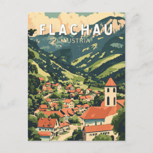 Cartão Postal Flachau Austria Illustração Viagem Art Vintage
