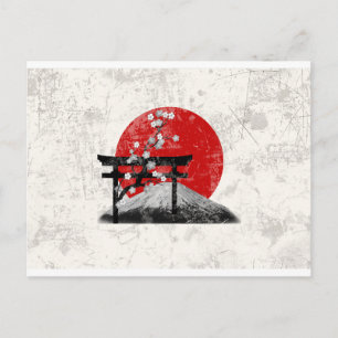 Cartão Postal Flag e Symbols of Japan ID153