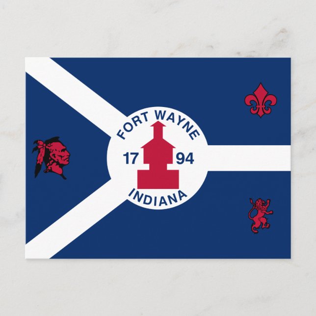 Cartão Postal Flag Fort Wayne, Indiana Postcard (Frente)