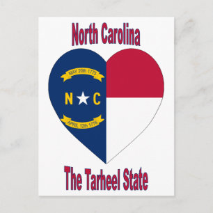 Cartão Postal Flag Heart da Carolina do Norte