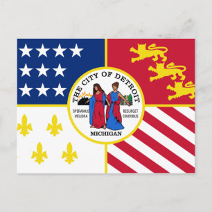 Cartão Postal Flag of Detroit, Michigan Postcard