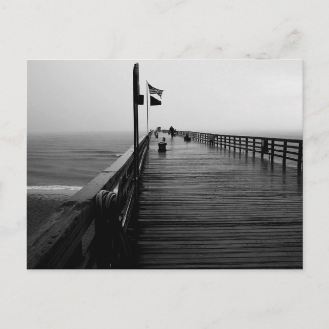 Cartão Postal Flagler Beach Pier Black and White Photoshop (Frente)