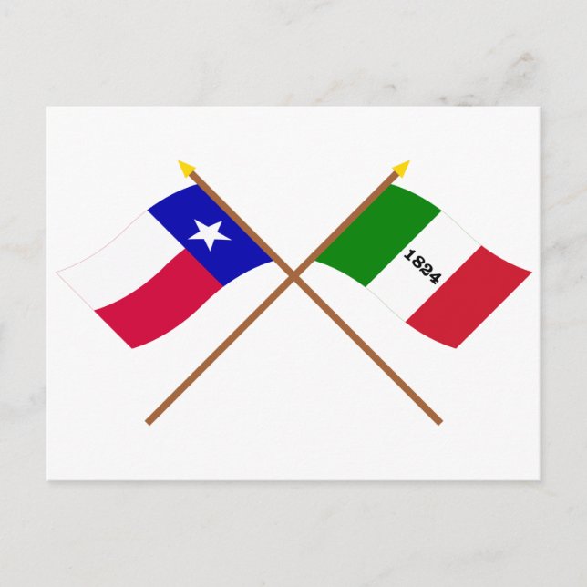 Cartão Postal Flags cruzadas do Texas e do Áamo (Frente)