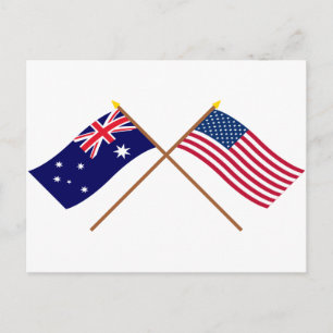 Cartão Postal Flags cruzados entre Austrália e Estados Unidos