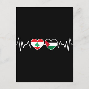 Cartão Postal Flags de Unidade Palestina Libanesa Batida.