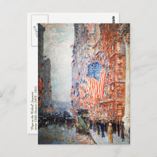 Cartão Postal "Flags on the Waldorf", por Childe Hassam