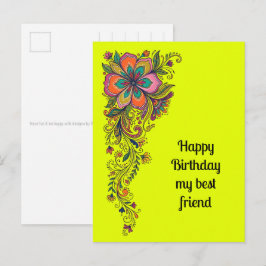 Cartão Postal Flair Floral Poderoso Bordas 6 + seu texto