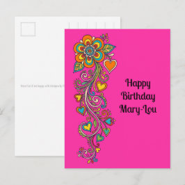 Cartão Postal Flaire Floral Retro Gavinhas Borda 18 + seu texto