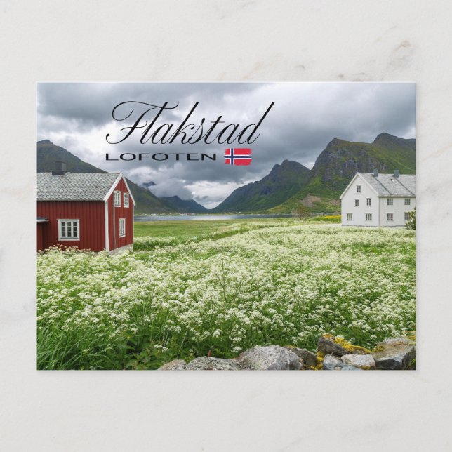 Cartão Postal Flakstad auf den Lofoten (Frente)