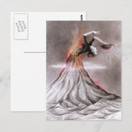 Cartão Postal Flamenco dancing woman volcano surreal pencil art