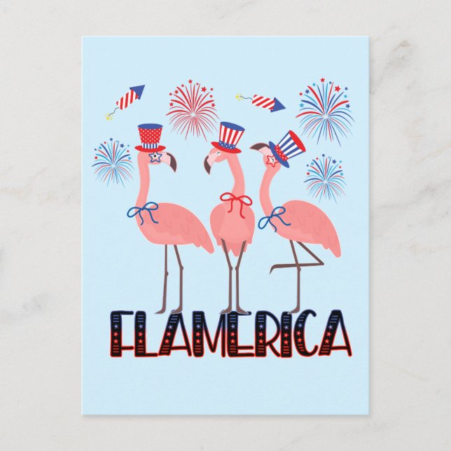 Cartão Postal Flamerica 4 de julho Flamingo Amava Independência (Frente)