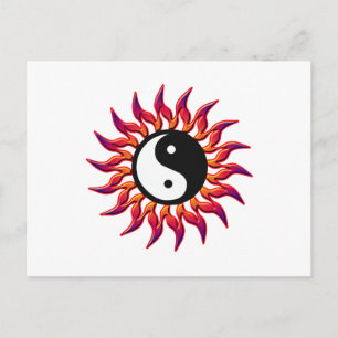 Cartão Postal Flaming Yin Yang Sun