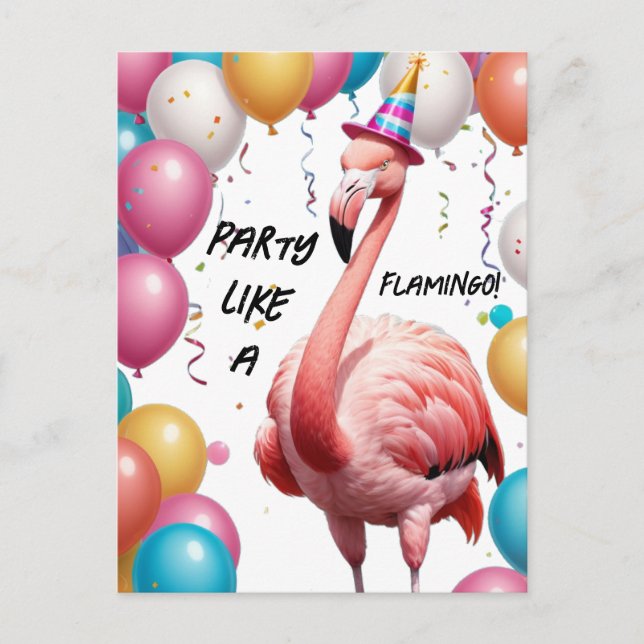 Cartão Postal Flamingle & Feast – Surpresa de Aniversário Divert (Frente)