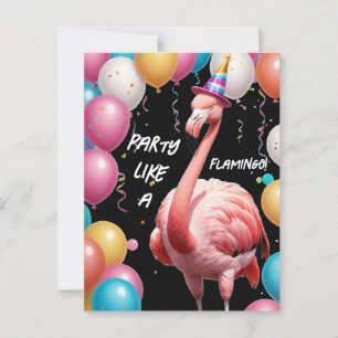 Cartão Postal Flamingle & Festa – Surpresa de Aniversário Engraç