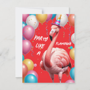 Cartão Postal Flamingle & Festa – Surpresa de Aniversário Engraç