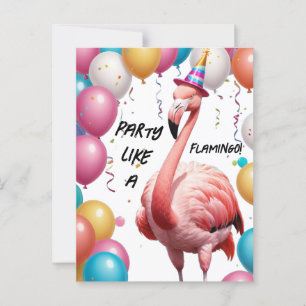 Cartão Postal Flamingle & Festa – Surpresa de Aniversário Engraç