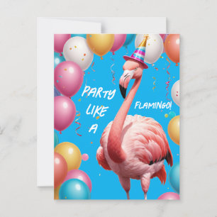 Cartão Postal Flamingle & Festa – Surpresa de Aniversário Engraç