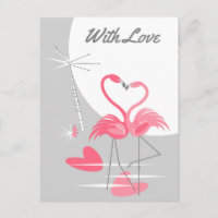 Flamingo Adorava Grande Lua Com Cartaz De Amor