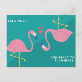 Cartão Postal Flamingo Azul Verde Engraçado