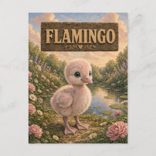 Cartão Postal Flamingo Bebe Fofa Livro de Histórias Berçário Ani