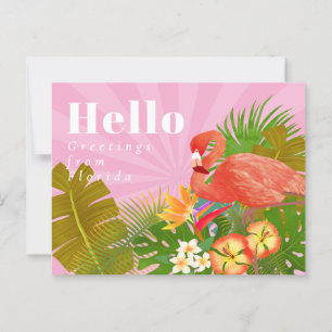 Cartão Postal Flamingo Blue Hello