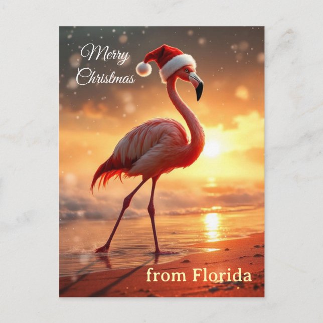Cartão Postal Flamingo Christmas (Frente)