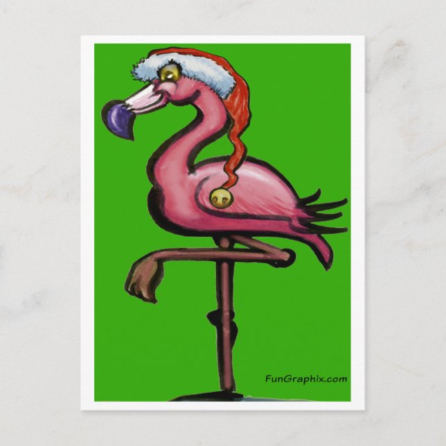 Cartão Postal Flamingo Chritmas (Frente)