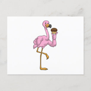 Cartão Postal Flamingo com Muffin