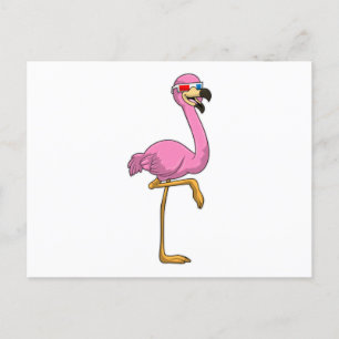 Cartão Postal Flamingo com Óculos