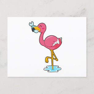 Cartão Postal Flamingo com Peixe