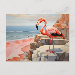 Cartão Postal flamingo cúbico
