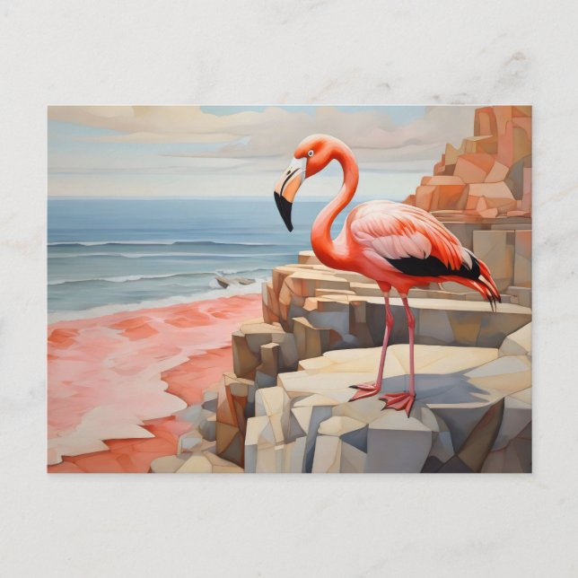 Cartão Postal flamingo cúbico (Frente)
