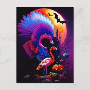 Cartão Postal Flamingo de Halloween Assustador