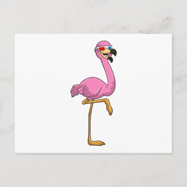 Cartão Postal Flamingo de Óculos (Frente)